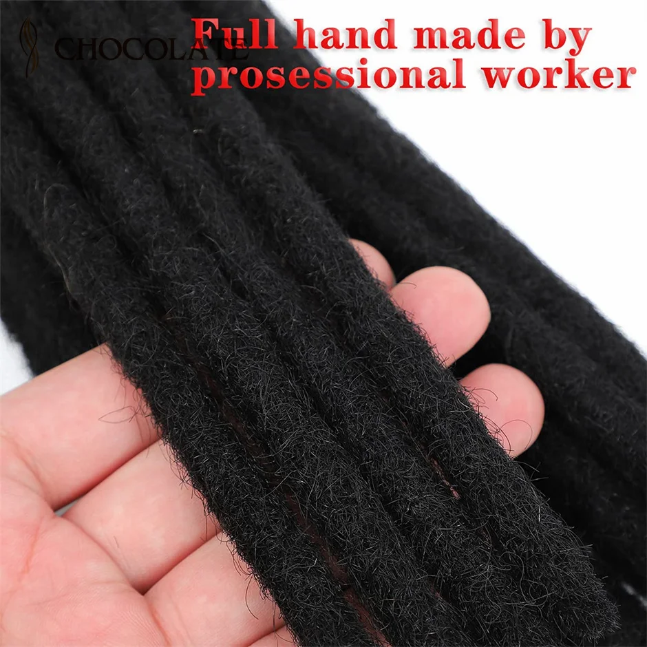 0.8cm Width Human Hair Dreadlock Extensions Human Hair Full Handmade Loc Dreadlocks for Men/Women 20 Inch human hair extensions