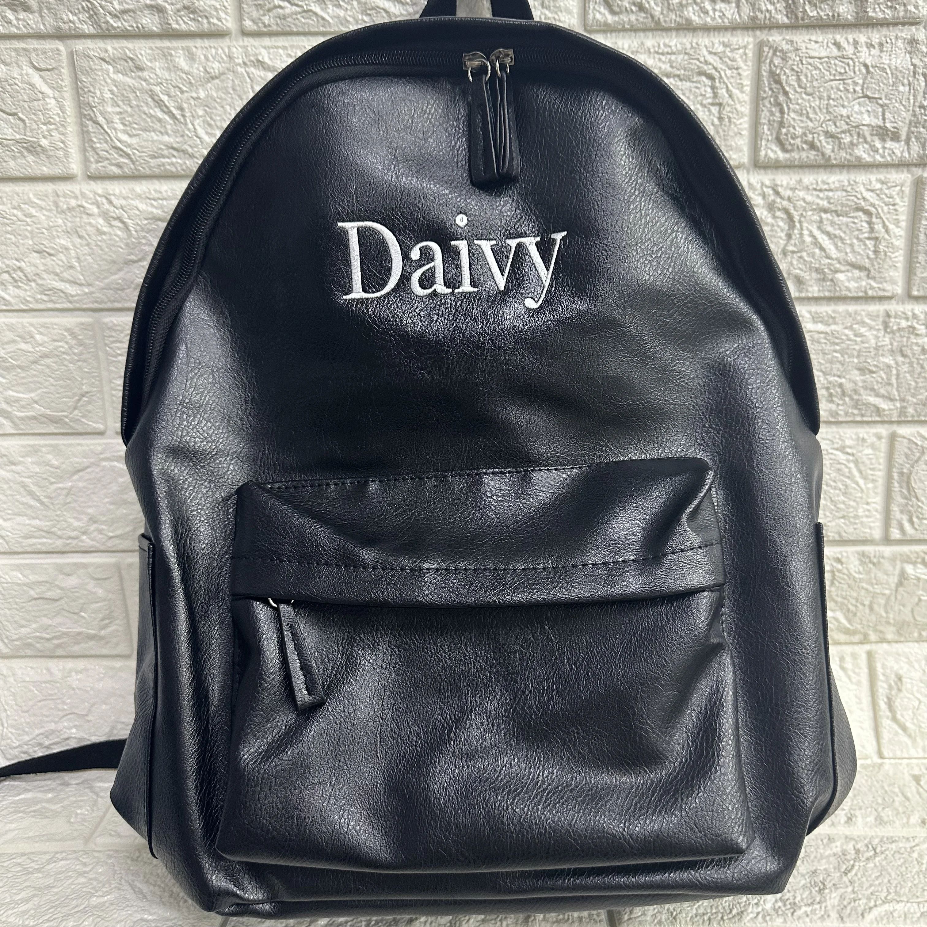 

Custom Embroidery Name PU Backpack Solid Color Middle School Student Backpack Personalized Name Boys Girls Large Capacity PU Bag
