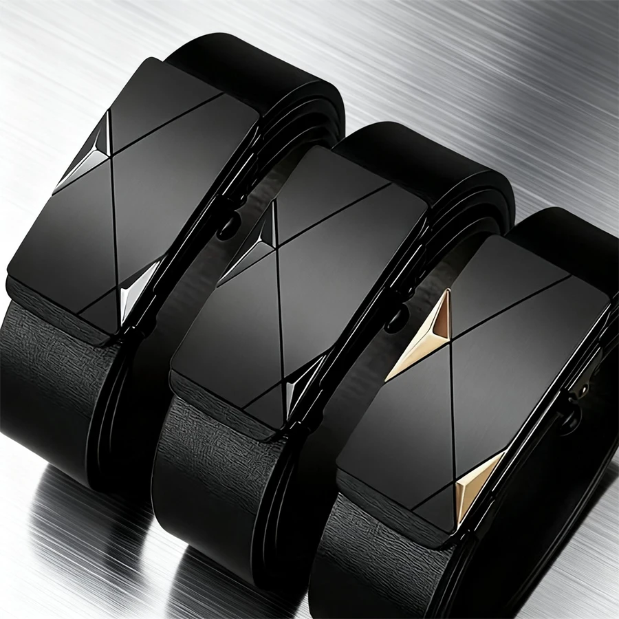 Automatic Buckle Belt For Men, Business Minimalist Leather Style_voghion.com