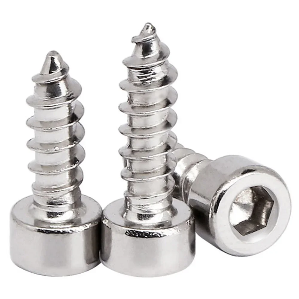 304 Stainless Steel M2 M2.6 M3 M3.5 M4 M5 Hex Hexagon Socket Cap Head Self Tapping Screw Allen Head Screw 20-200pcs