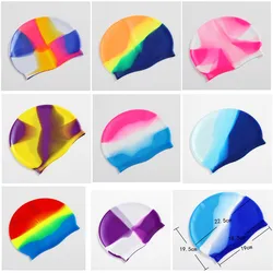 Gradient Color Silicone Adult Waterproof Swimming Cap Dry Hair Swim Cap for Men Women Protect Ears Swim Hat Swimming Accessories