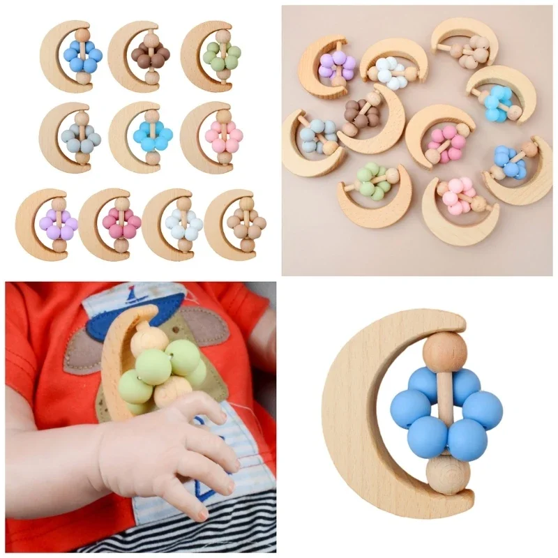 

Natural & Safe Wooden Moon Teething Toy Unique Moon shaped Teething Aid Gentle & Effective Teething Relief for Infants