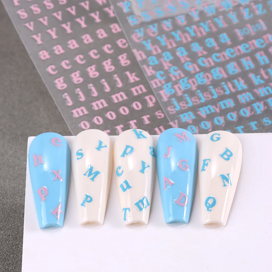 3/7pcs English Letter Nail Stickers Golden Silver Black Alphabet Design Nail Decal Sliders Manicure Decor For Nail Tips Beauty