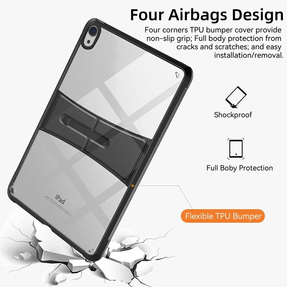 Enhanced Shockproof Transparent Tablet Case with Stand