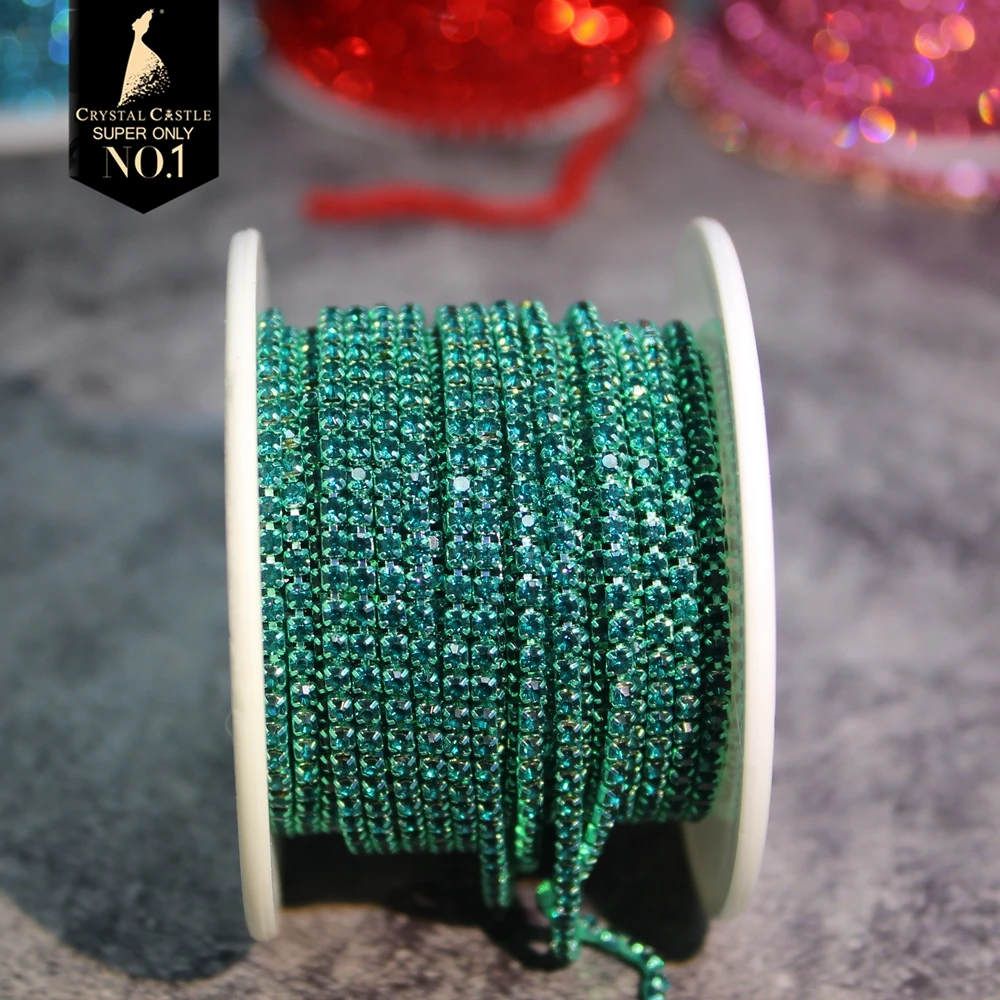 Gold Rhinestone Tassel Chain Roll with Crystal Ribbon Trim