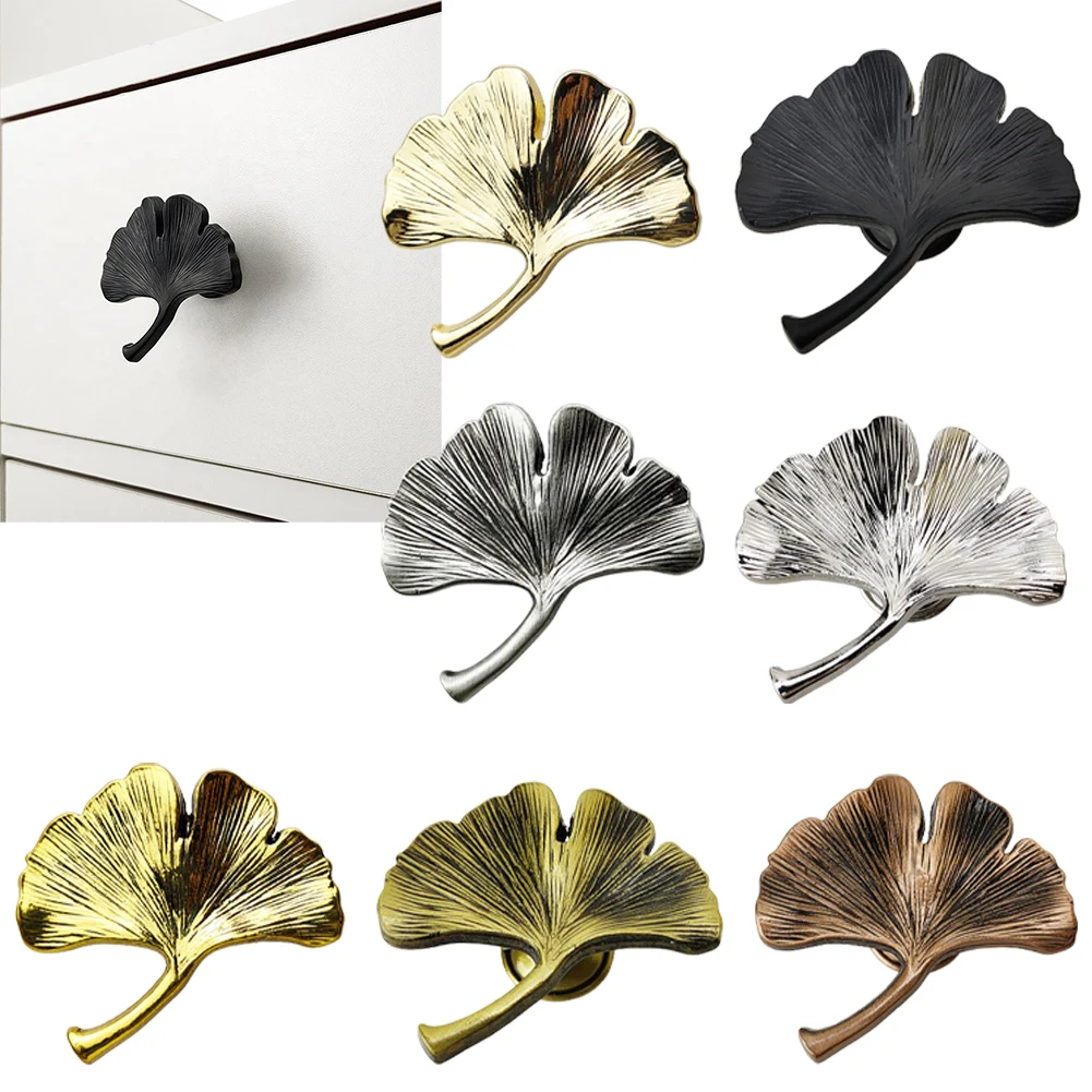 

Drawer Handle Cabinets Handle Room 1PCS Exquisite Craftsmanship Furniture Decoration Ginkgo Leaf Shape Zinc Alloy