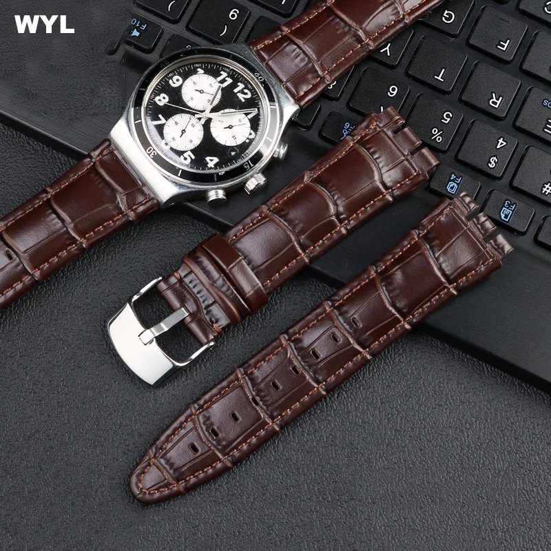 

Мужские аксессуары для часов swatch YVS423 419 413 420 выпуклая вогнутая цепь из телячьей кожи 21 мм