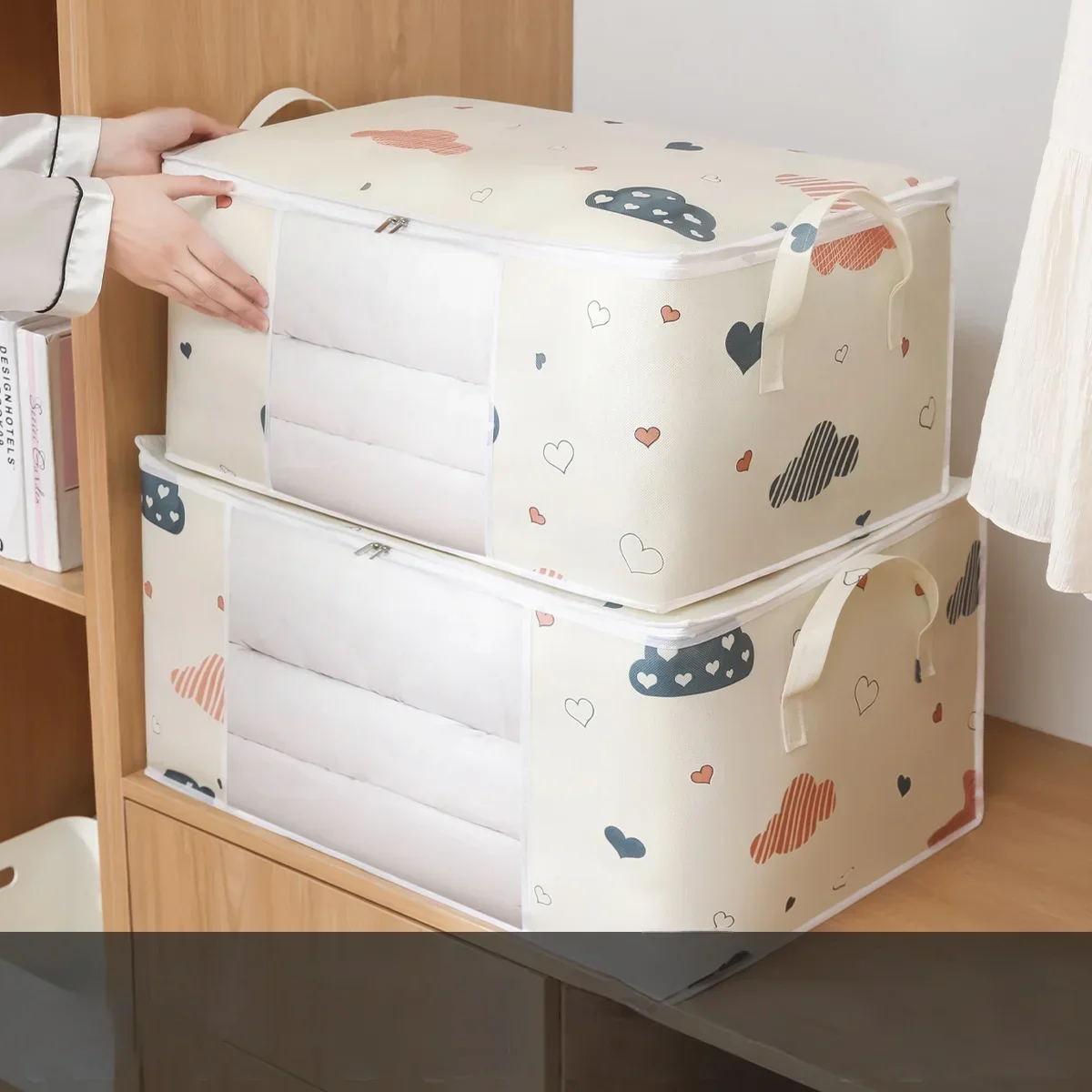 Storage Bag Visual Quilt Storage Bag Household Wardrobe Quilt Clothes Organizer Large Capacity Blanket Sorting Dust-proof Moving