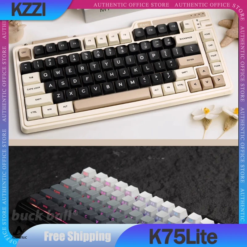 

Kzzi K75Lite Mechanical Keyboard 3Mode 2.4G Wireless Bluetooth Keyboard RGB Backlit Keycaps PBT E-sports Gaming Keyboard Gifts