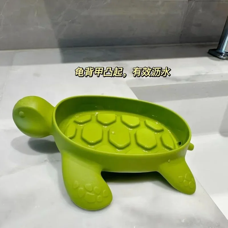Cute Sea Turtle Shape Silicone Soap Holder Home Installation-free Soap Storage Rack Soap Organizer Case Box Bathroom Accessories