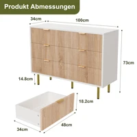 Anajqaqia Armoire de chevet, armoire à tiroirs avec tiroirs de rangement et pied en métal, meubles en bois, pour salon et chambre à coucher 6