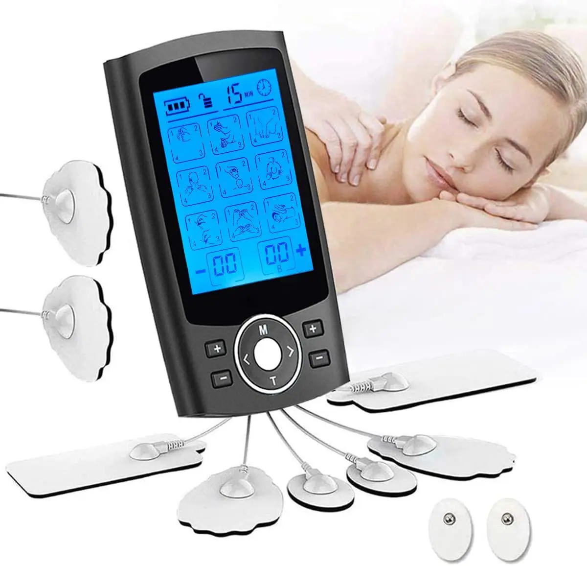36 Modalità Compex Elettrico Stimolatore Muscolare Doppio Canale Ems Decine Fisioterapia Terapia Corpo Massaggio Macchina Elettrostimolatore