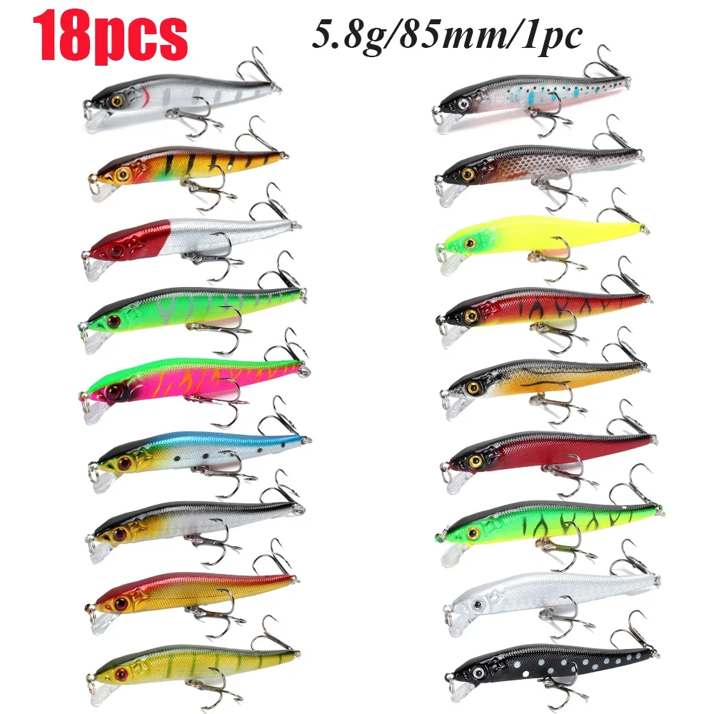 1pcs Minnow Fishing Lure 3D Eyes 8.5cm 5.8g Crankbait Wobblers Artificial Hard Bait Bass Pike Carp Fake Bait Pesca