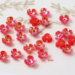 100pcs Mini Resin Flower Petals - Shimmering AB Colors for DIY Jewelry & Nail Art Decor (Red)