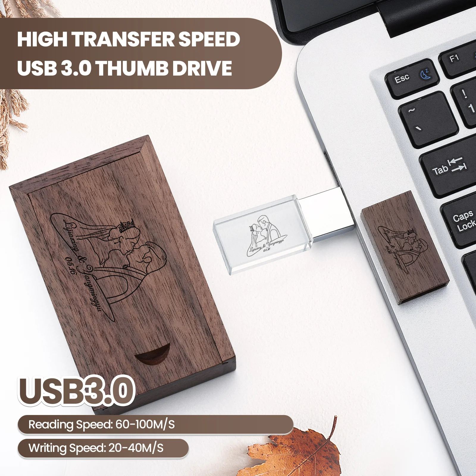 크리스탈 플러스 푸시풀 박스 메이플 USB 2.0 플래시 드라이브 8GB 16GB 32GB 64GB 128GB 무료 맞춤 로고 펜 드라이브 독창적인 비즈니스 선물