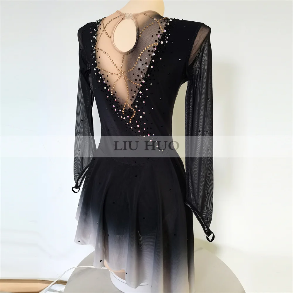 skating dress black Black Velvet Figure Skating Dress
