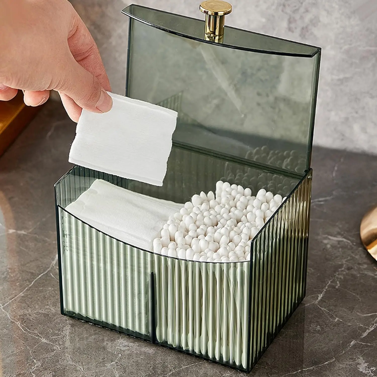 Qtip Holder, Cotton Swabs Holder Jars with Lids Vanity Storage Jars for Cotton Ball, Swabs Floss, Makeup Sponges Organizer 6