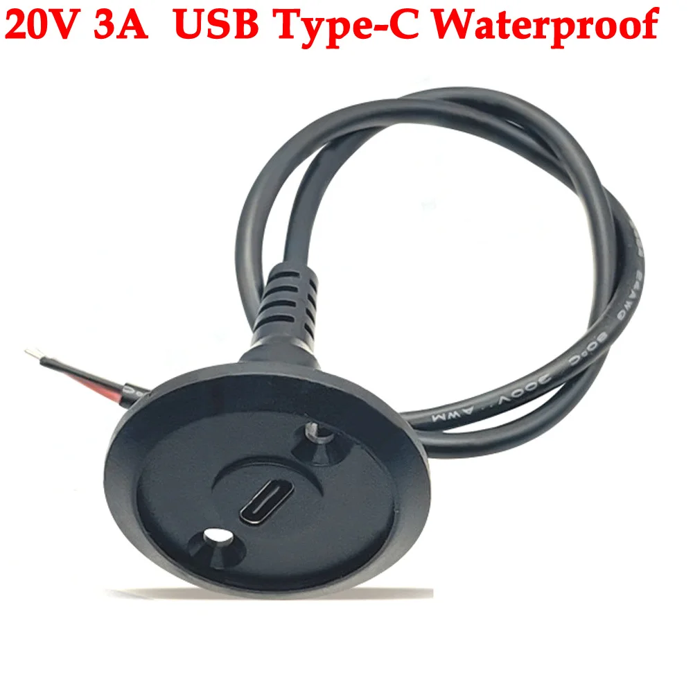 

20V3A USB Type-C Waterproof USB Connector Direct compression female base Female Socket Charging Interface With panel screw holes