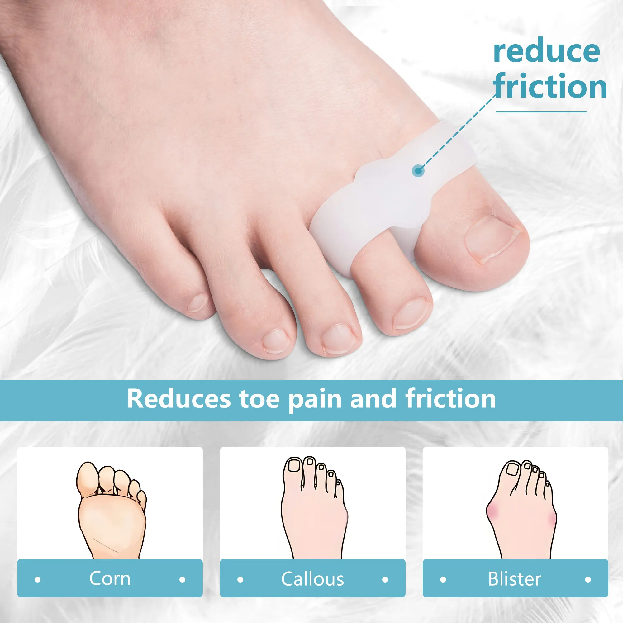 

1 Pair Two Hole Toe Separator Silicone Gel Foot Care Tool Foot Fingers Thumb Hallux Valgus Guard Protector Bunion Adjuster New