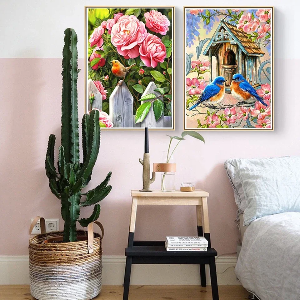 Diamond Painting Flower Bird 5D DIY AB Drill Round Diamond Embroidery Cross Stitch Kit Rhinestone Mosaic Art Home Decor diamond painting