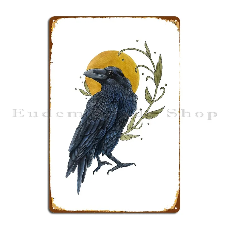 Art Nouveau Raven Metal Sign Garage Custom Home Design Designer Tin Sign Poster