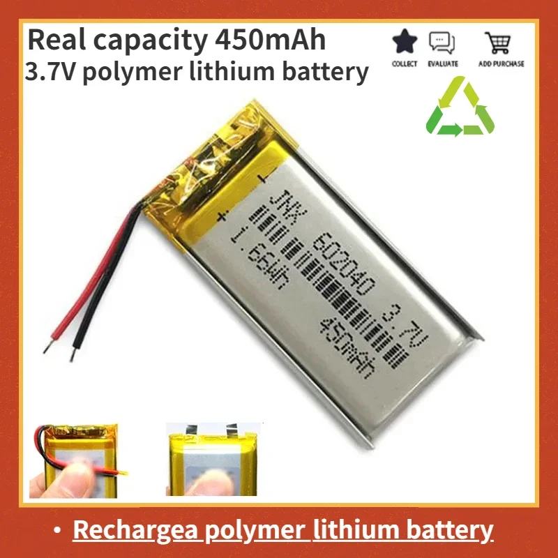 

Polymer Lithium Battery 602040 3.7V New Real Capacity450mAh Suitable for Electric Toothbrush Bluetooth Headset Speaker LED Light
