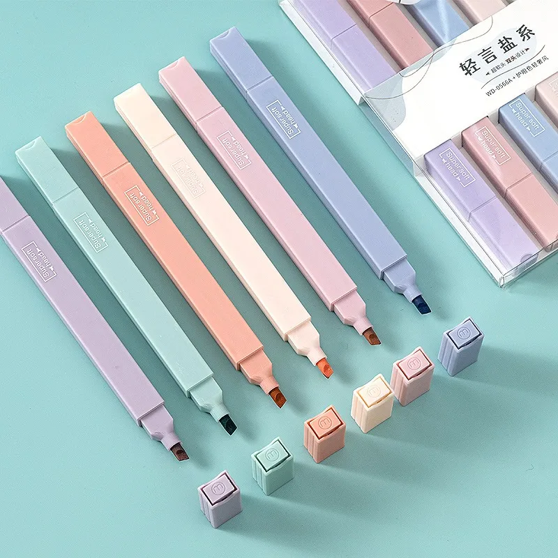 

6 PCS /set Pastel Color Highlighter Kawaii Stationery Color Marker Student Marker Highlighter Stationery Office School Supplies