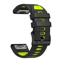 Enhanced Silicone Sport Watch Band - QuickFit Strap for Garmin Fenix and More (Black Green)