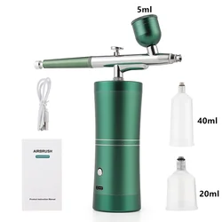 Compact 0.3mm Pink Airbrush Kit with Mini Air Compressor for Art and Craft Projects (Green)