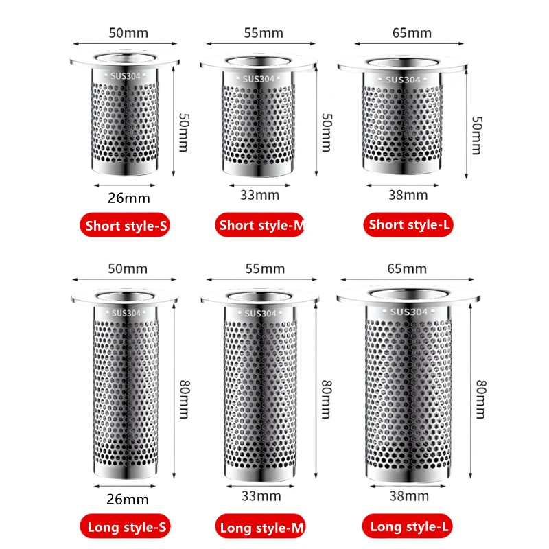 Stainless Steel Sink Drains Filter Bathroom Floor Drain Filter Kitchen Sink Anti-clog Hair Catcher Bathroom Facilities floor drain filter shower sink strainer