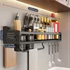 Kitchen Organizer Shelf Wall-mounted Spice Storage Rack Kitchen Knife Holder Wall Seasoning Chopstick Spoon Shovel Storage 5