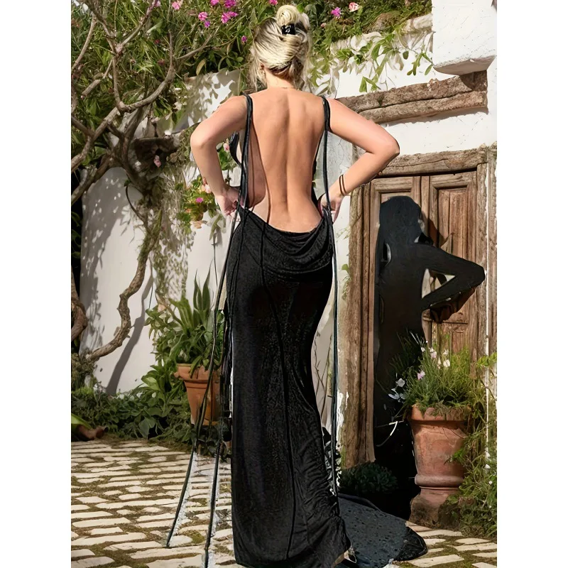 Vestido Largo De Encaje Bordado Con Ojales Para Mujer - Estilo Bohemio Y Súper Femenino