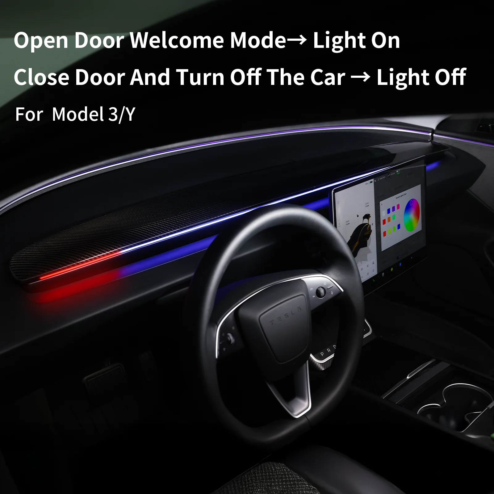 For Tesla Model Y Juniper & Model 3 Highland 2020-2025+ Smart Air Vent Ambient L