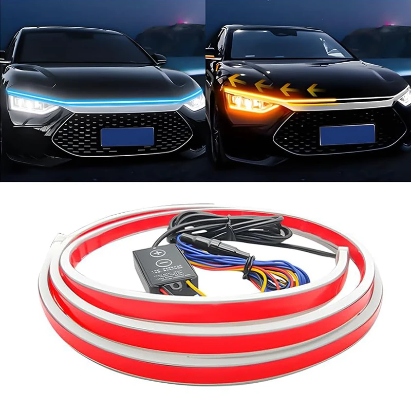 

Car Hood Light Strip Daytime Running Lights with Turn Signal Waterproof Flexible LED Exterior Auto Decorative Atmosphere Lamp