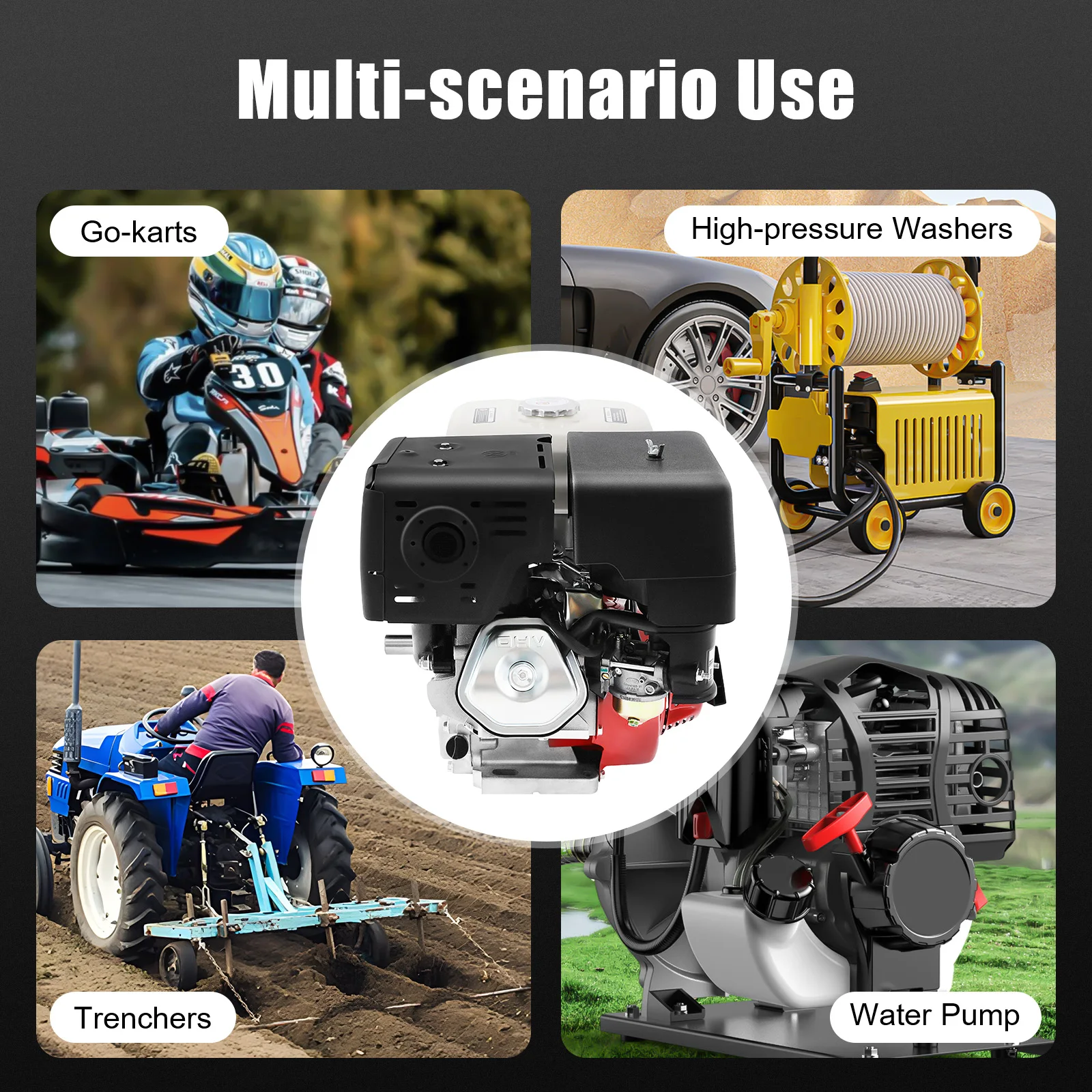 9700W 15HP Gasoline Engine 4 Stroke Aluminum Alloy Iron Material Engine 420CC High Power Garden Tool Gas Motor for Farm