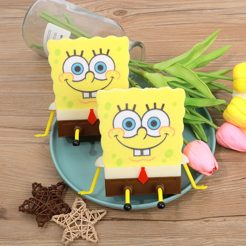 

SpongeBob Draining Rack Kitchen Storage Supplies Holder Cartoon Scouring Pad Drain Rack Draining Basket Dishwashing Sponge Wipe