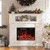23" Electric Fireplace Insert with Wooden Mantel Surround Freestanding TV Stand Heater Realistic Flame Effect Remote Control UL 1