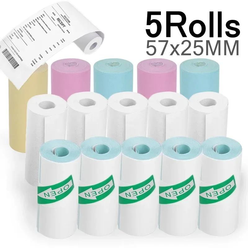 Printer Sticker Paper Printing Label Sticker Thermal Paper Roll Thermal Paper Printing Paper Photo Paper Thermal Printer Paper Self Adhesive Stickers 58mm Mini Photo Printer Paper Rolls Thermal Paper 57*25MM Self-adhesive