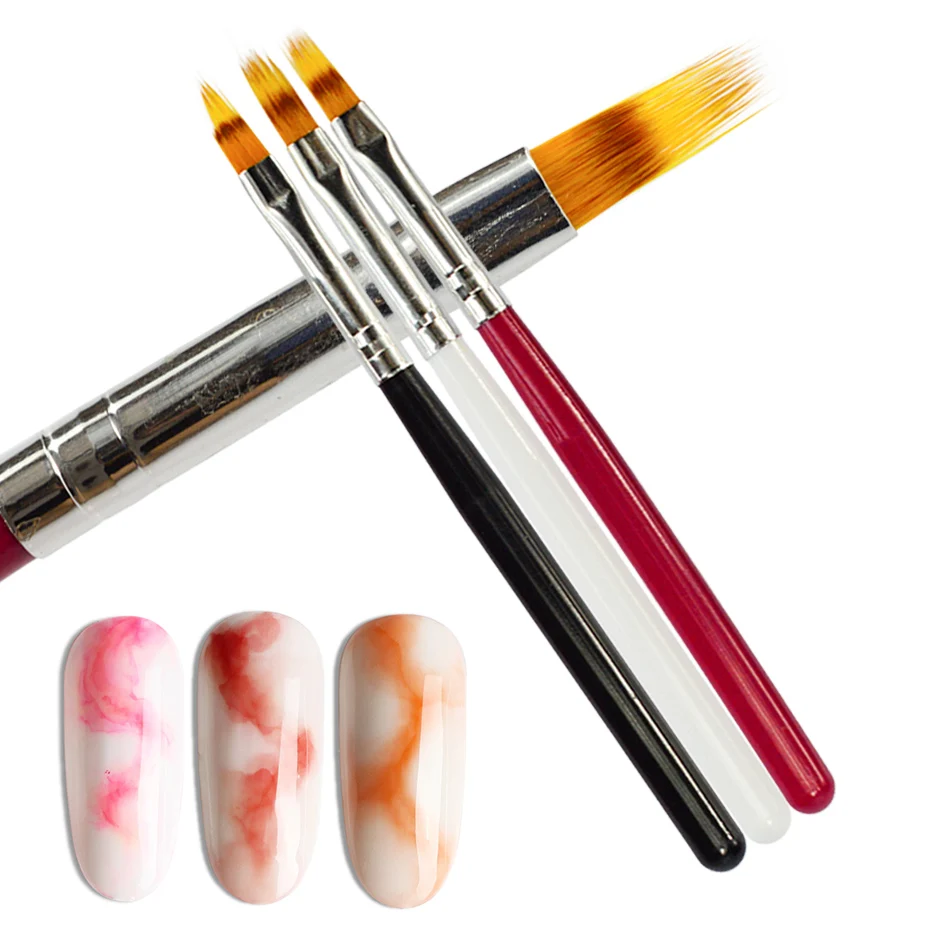 1pcs Nail Brush Pen UV Gel Gradient Bloom Nail Art Painting Wood Handle Nylon Hair Black White Red Draw Manicure Nail Tool JI285 1