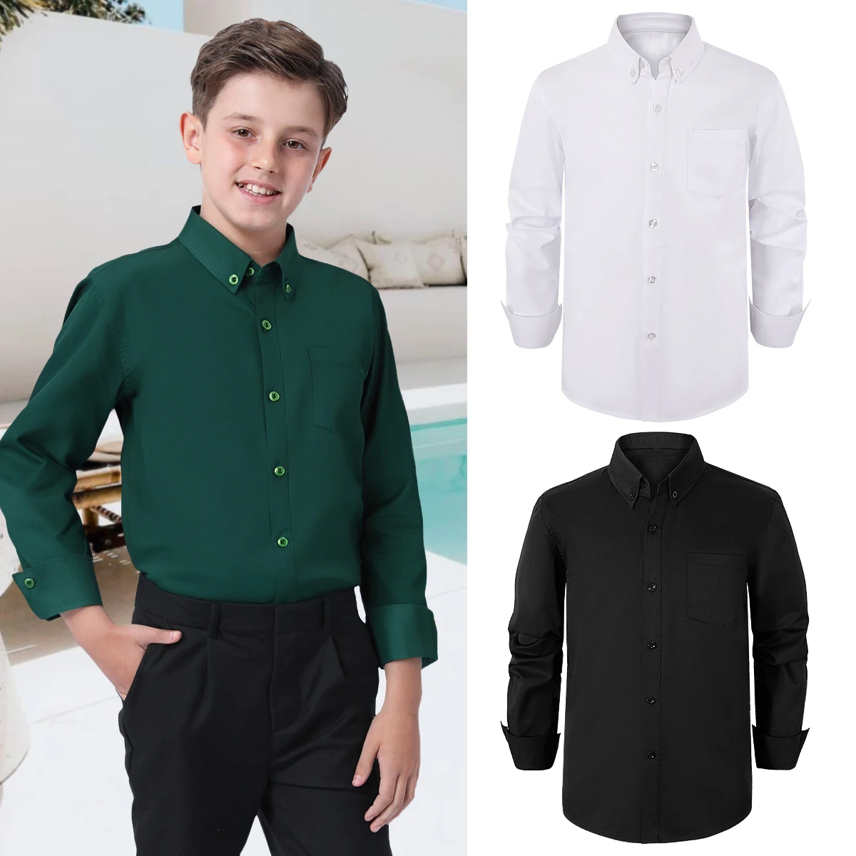 Kids Shirts Boys Shirt Kids Oxford White Shirts Kids School Uniform Gift Perform Ceremony Birthday Wedding Formal Clothes 6 to 14 Years