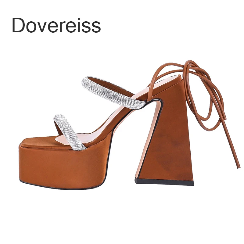 

Dovereiss 2022 Fashion Block Heels Sandals Square Toe Ankle Strap Women's Shoes Summer Chunky Heels Platform Waterproof 40 41 42