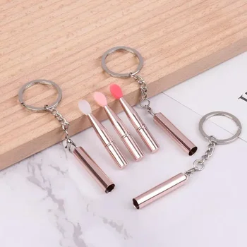 1pcs Portable Multifunctional Silicone Lip Brush With Cover Keychain Dustproof Lipstick Lipstick Brush Eye Shadow Brush 1