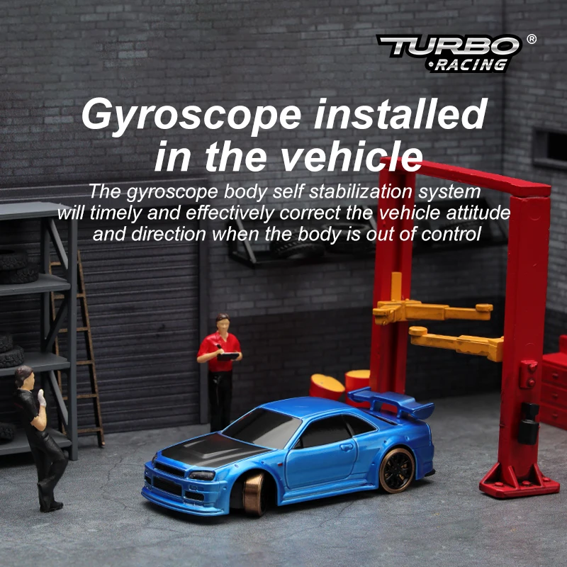 Turbo Racing 1:76 C64 Drift RC Car With Gyro Radio Full Proportional Remote Control Toys RTR Kit For Kids and Adults 5