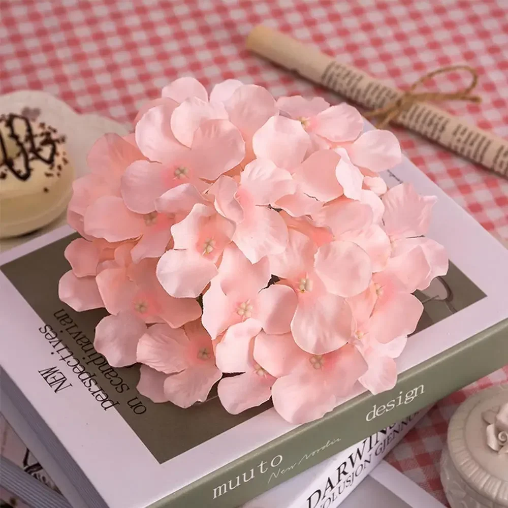50pcs Artificial Silk Hydrangea Flower Head Wedding Path Decoration Bouquet Filler Home Hotel DIY Flowers Wall Accessories