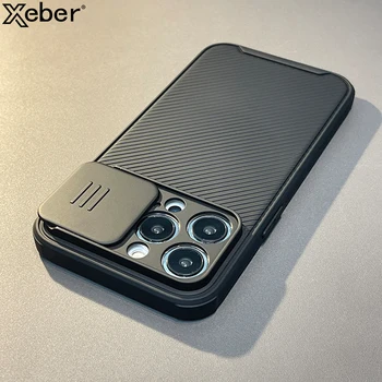 Slide Camera Lens Protection Magnetic Phone Case For iPhone 15 Pro Max 14 13 12 11 Silicone For Magsafe Wireless Charge Cover