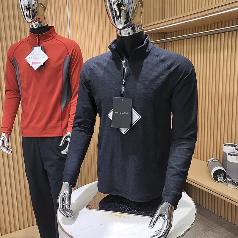 남성용 야외 탄성 통기성 빠른 건조 UV 차단 사이클링 티셔츠, 스포츠 러닝 트레킹 티셔츠, 레저 하이킹 캠핑 티셔츠
