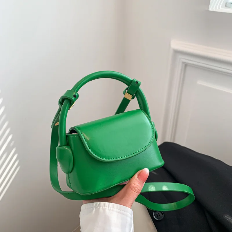 Mini Lipstick Handbag Charm Small Colorful Leather Top-Handle Bag Hasp Coin Purse Chain Summer Beach Solid Color Korean Style