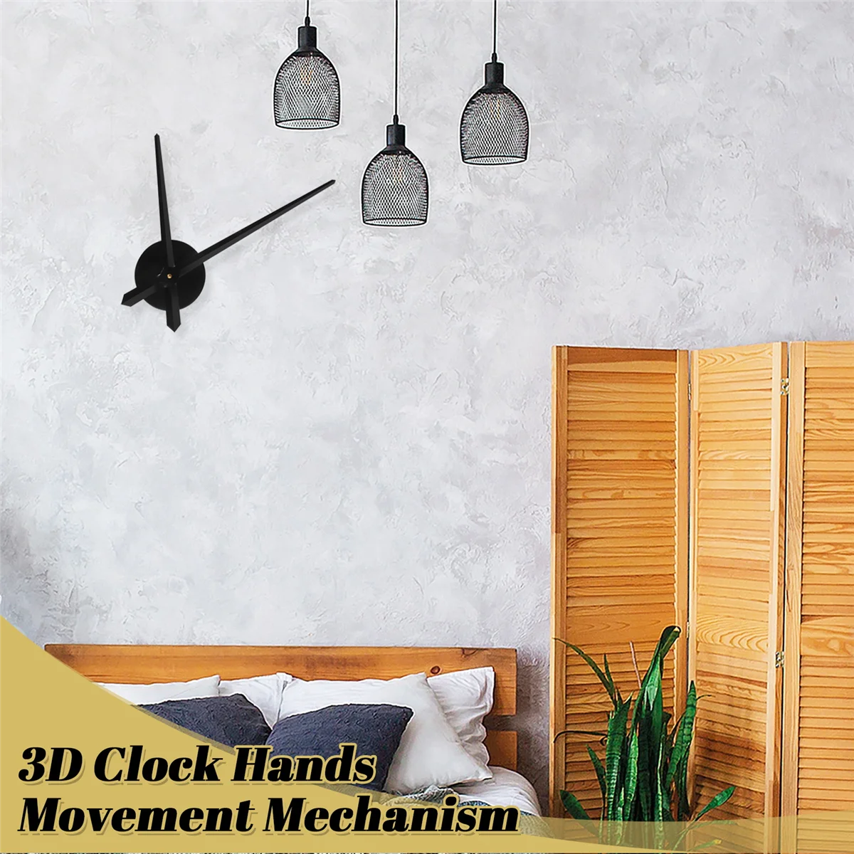 3D Clock Hands,DIY Large Clock Movement Mechanism Needles,Wall Accessories Part Replacement,Black HOT