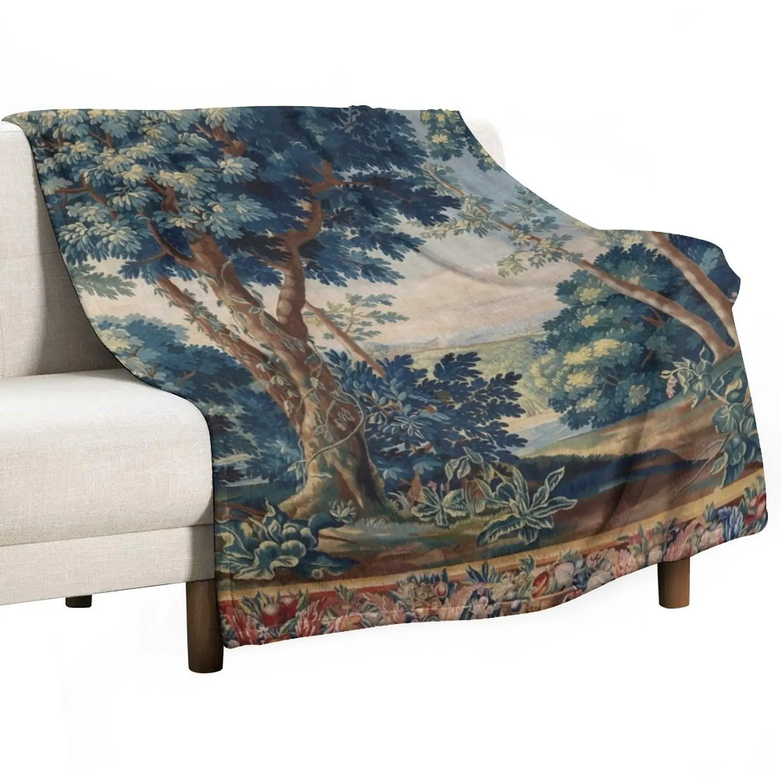 

GREENERY, TREES IN WOODLAND LANDSCAPE Antique Flemish Tapestry Throw Blanket Fashion Sofa Blankets For Sofa Thin