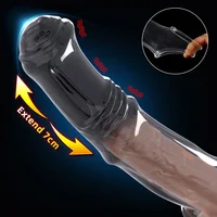 Penis Extender Sleeve Erwachsene Sexy Cock Ring Wiederverwendbare Kondom Verzögerte Ejakulation Paare Keuschheit Käfig Penis Sex Spielzeug für Männer 2